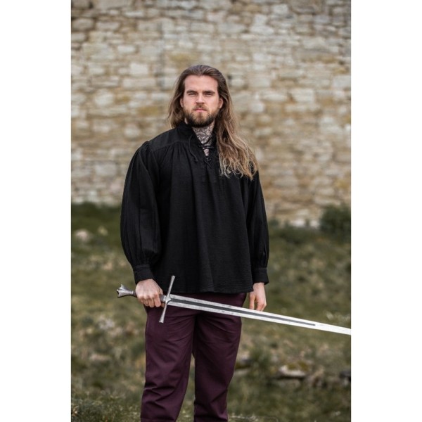 Herren Mittelalter Schnürhemd Friedrich, schwarz