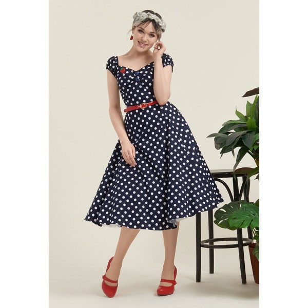 Damenkleid 50er, Dolores Doll, schwarz/weiss