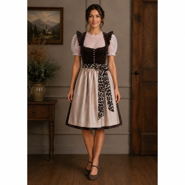 Dirndl Oberhofen, espresso/taupe/leo