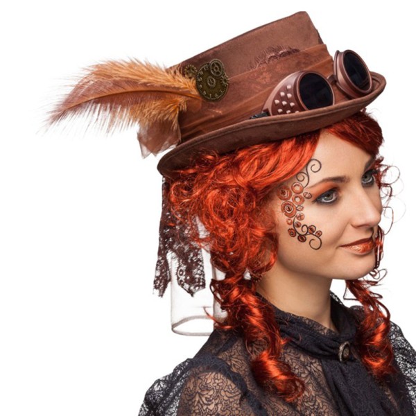 Hut Zylinder Steampunk mit Brille