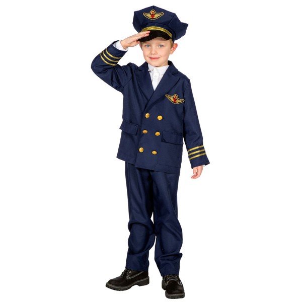 Kinder Piloten Kostüm, 3-Teilig, blau