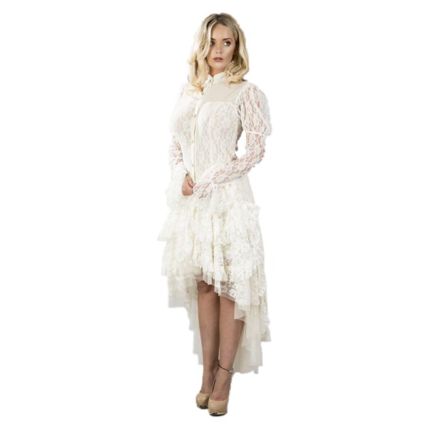 Damenrock Ophelie, Burlesque, mit Spitzen, creme