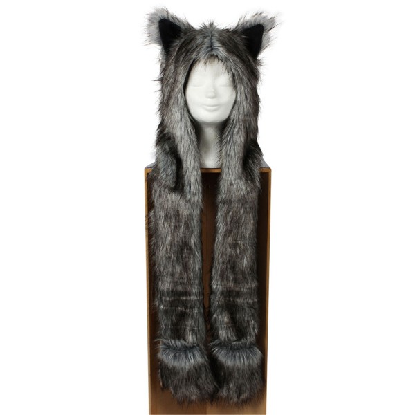 Hut Wolf mit Handschuhen, grau