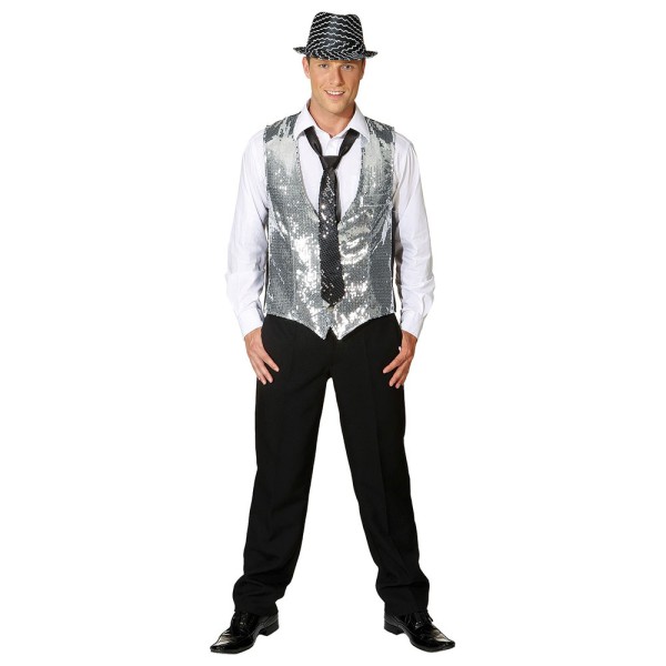 Herren Weste mit Pailletten, silber