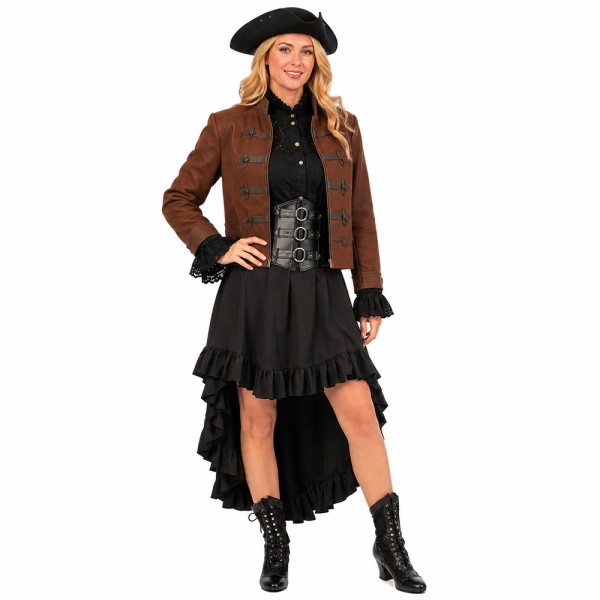 Western/Piraten Jacke Lady, kurz, braun