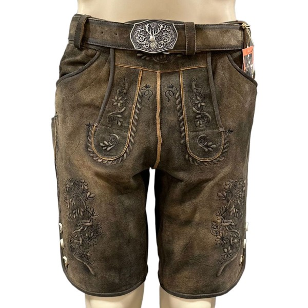 Herren Lederhose Mittelberg Sand, kurz, braun