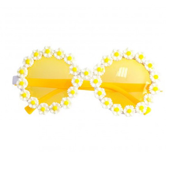 Brille Flower Power Hippie, Yellow Daisy