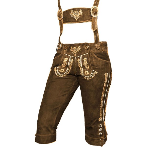 Damen Lederhose Steffi-W ZW Wild Torf, 3/4