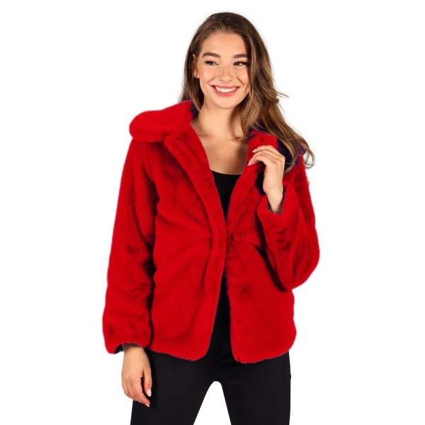 Kunstpelz-Mantel Astrachan, rot