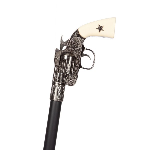 Gehstock Pistole mit Stern, ecru