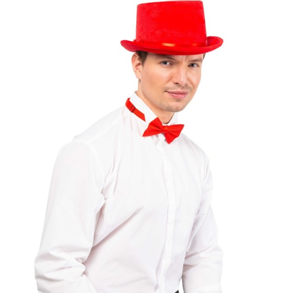 Hut Zylinder Samt, flach, rot