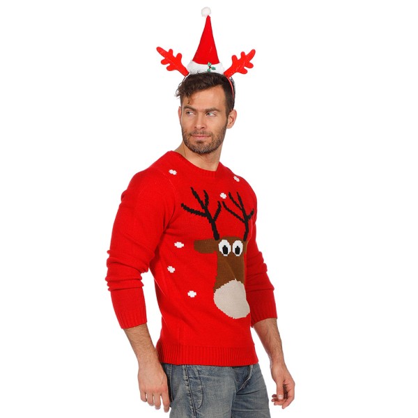 Weihnachtspulli Rentier, Unisex, rot