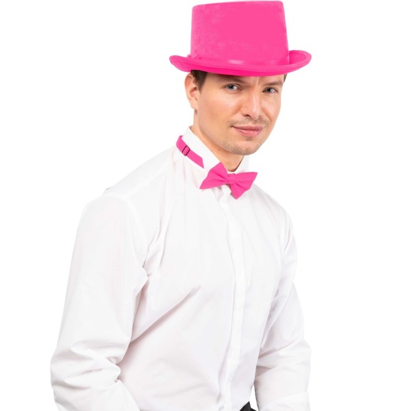 Hut Zylinder Samt, flach, pink