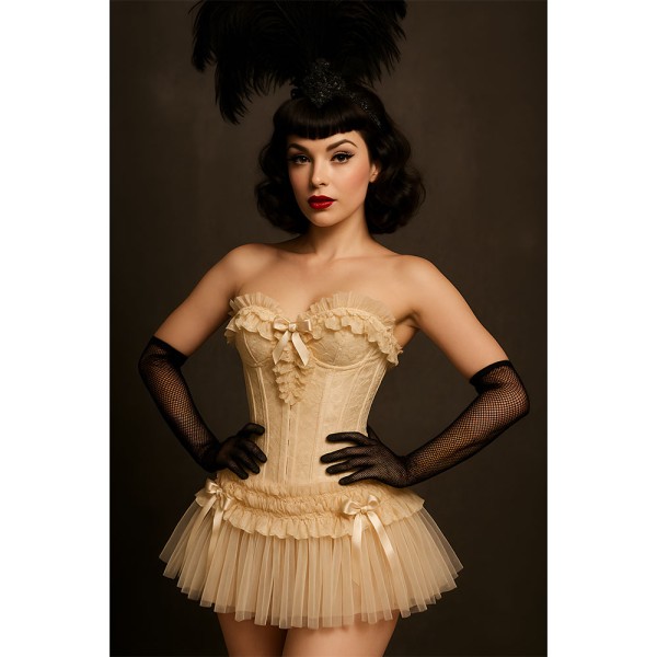 Damen Minikleid Candice mit Tüll, creme