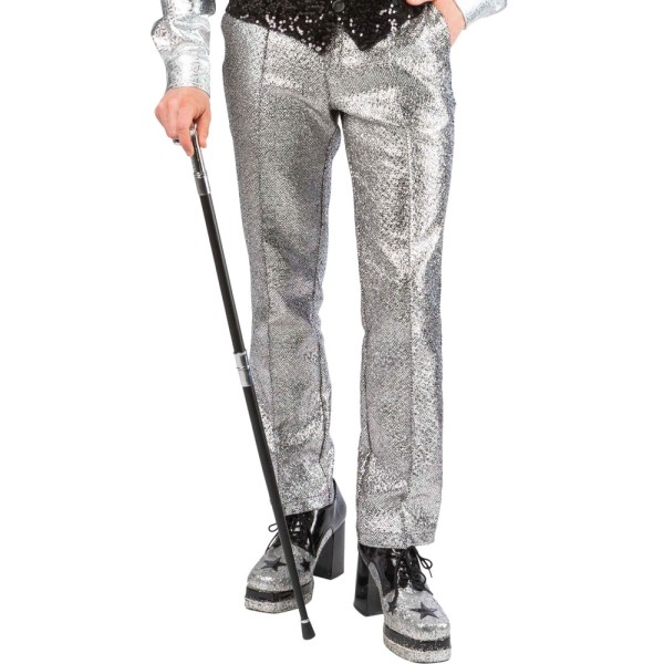 Herrenhose Glamour, glänzend, silber