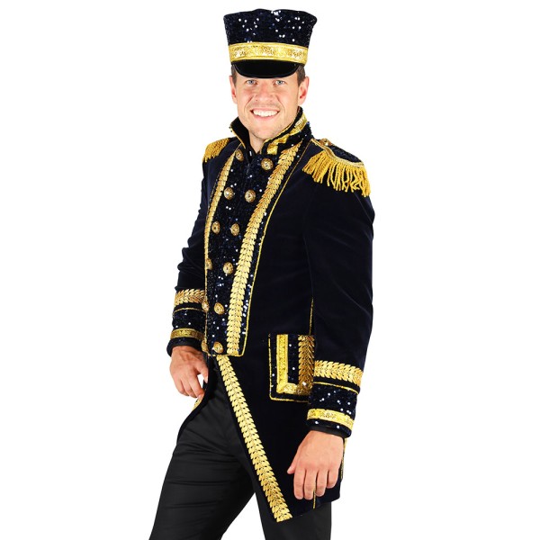 Herren Samt Jacke Exellent, blau/gold