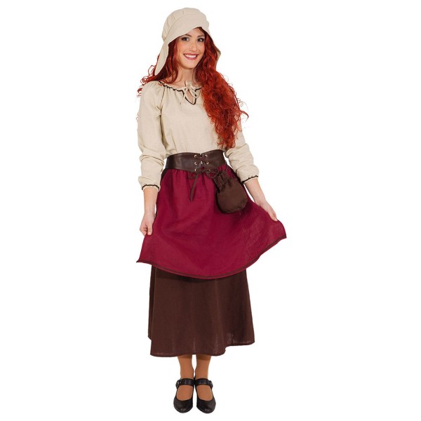 Damen Mittelalter Kostüm Magd Matilde, 4-Teilig