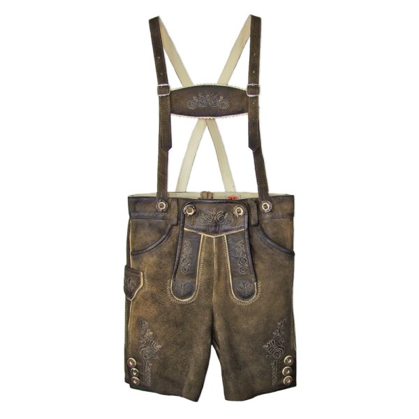 Herren Lederhose Rafael Antik Nuss, kurz, braun