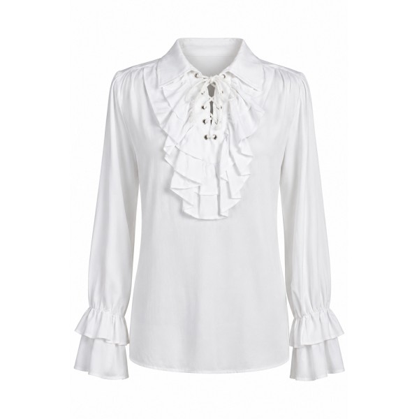 Herren Rüschenhemd mit Jabot, weiss