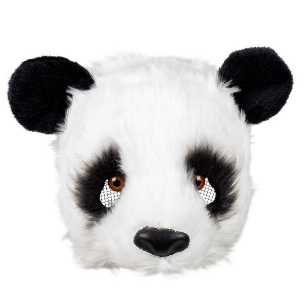 Halbmaske Panda, plüsch, weiss/schwarz