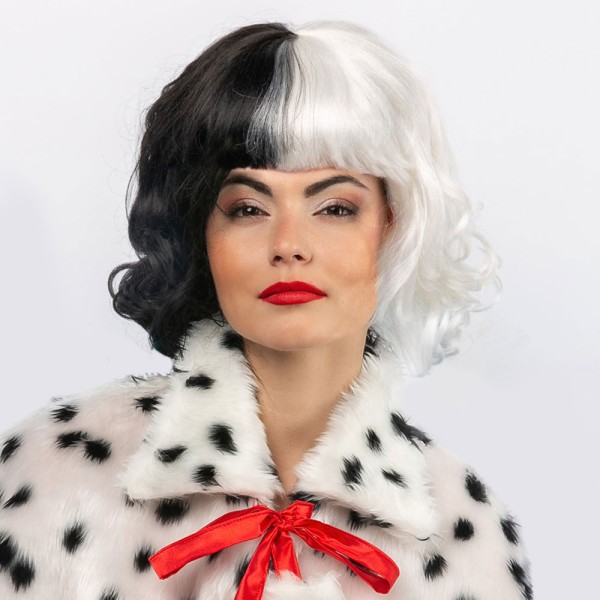 Cruella Perücke, schwarz/weiss
