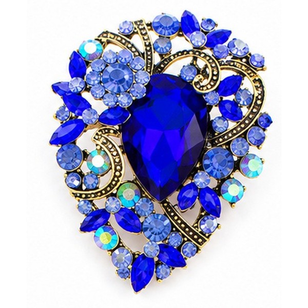 Luxuriöse Brosche mit Strasssteinen, blau