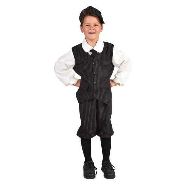 Kinder 1920's Paperboy, 4-Teilig, grau/schwarz