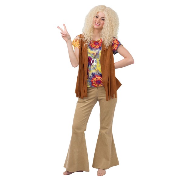 Damen 70's Schlaghose, Cord, beige