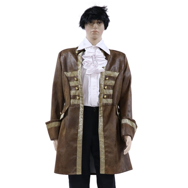 Herren Piraten Mantel Double Face, Kunstleder