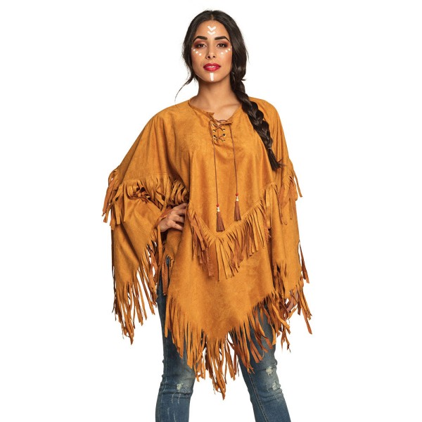 Western Poncho Bohemian, braun