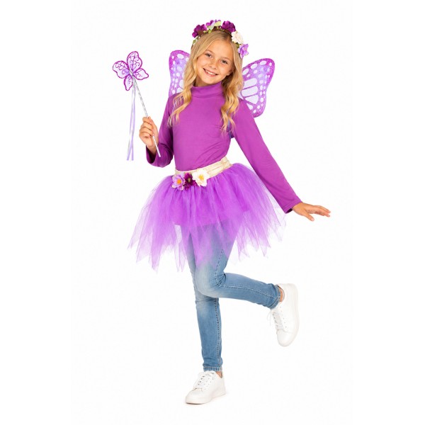 Kinder Schmetterling oder Fee Kostüm, inkl. Flügel, lila