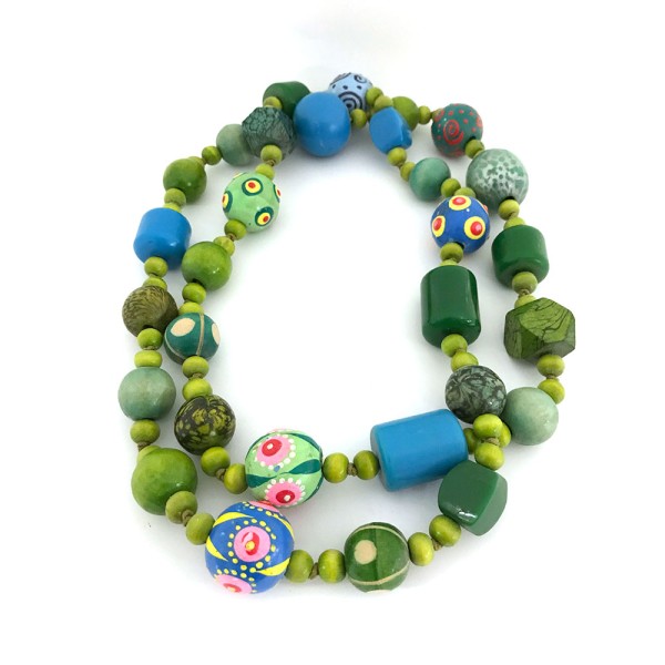 Halskette farbig, lang, 60 cm