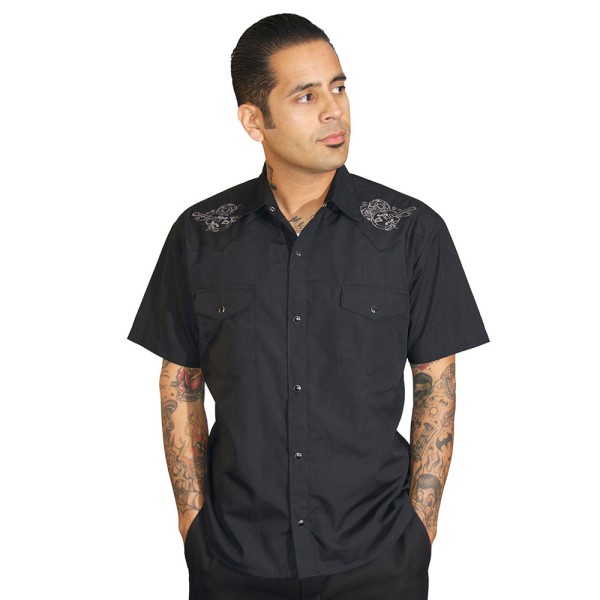 Herren Kurzarm Hemd, Dancing Dead, Rockabilly
