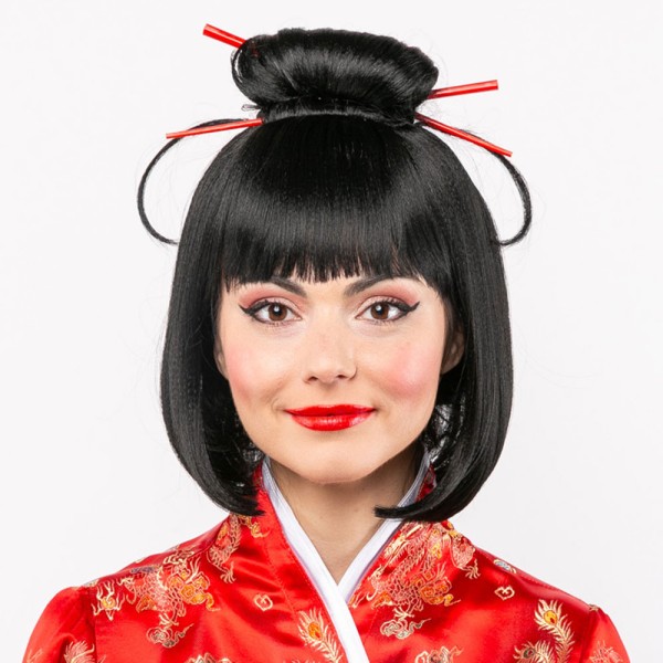 Damen Perücke Geisha, schwarz