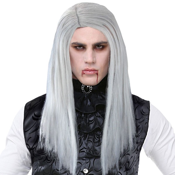 Langhaar Perücke Vampir, grau