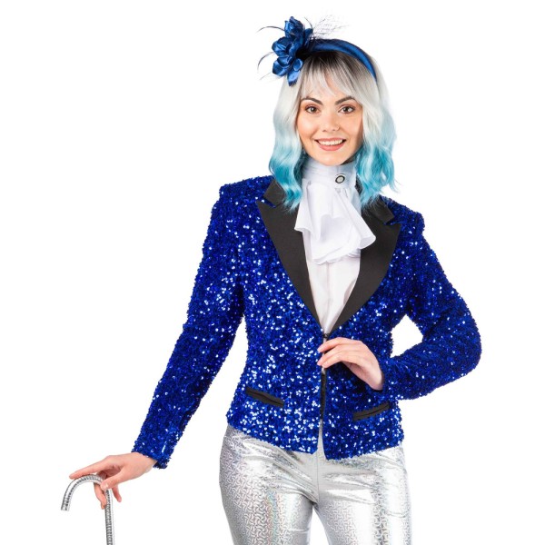 Damen Pailletten Jacke, blau