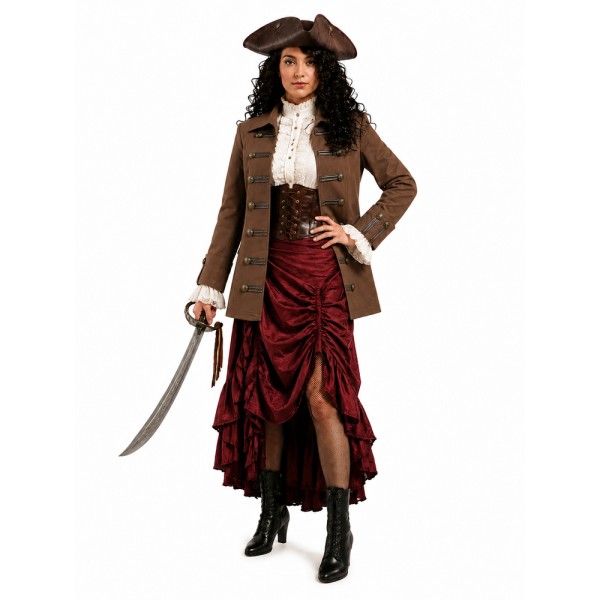 Damen Piraten Mantel, braun