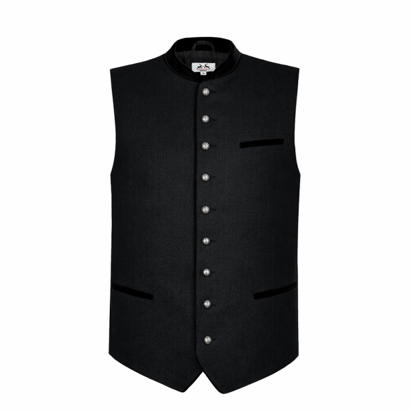 Herren Trachten Weste Flims, schwarz, Leinen