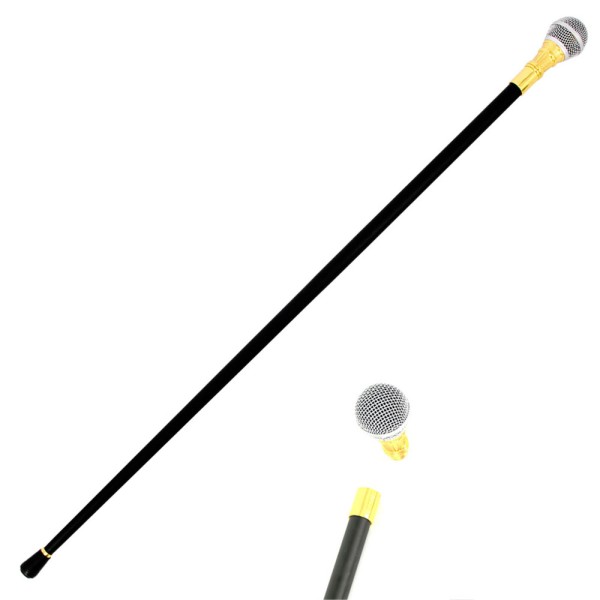 Gehstock Mikrofon, 2-Teilig, schwarz/gold