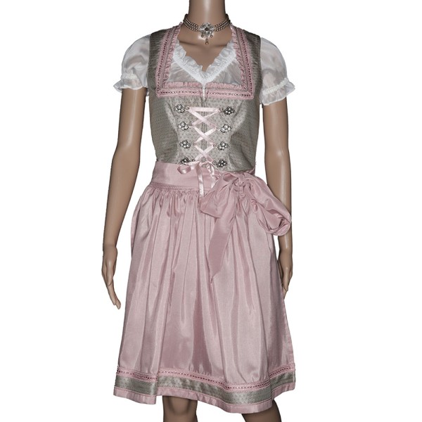 Bergweiss Dirndl 55 cm lang, grün/rosa