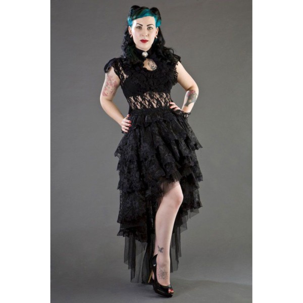 Damenrock Ophelie, Burlesque, mit Spitzen, schwarz