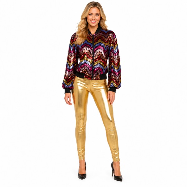 Damen Pailletten Jacke, Party-Bomber, bunt