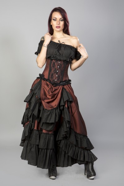 Damenrock Carnation Viktorianisch, Taffeta, braun