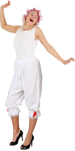 Damen Pyjamahosen mit Rüschen, weiss