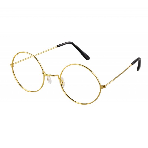 Brille ohne Gläser, goldener Rahmen