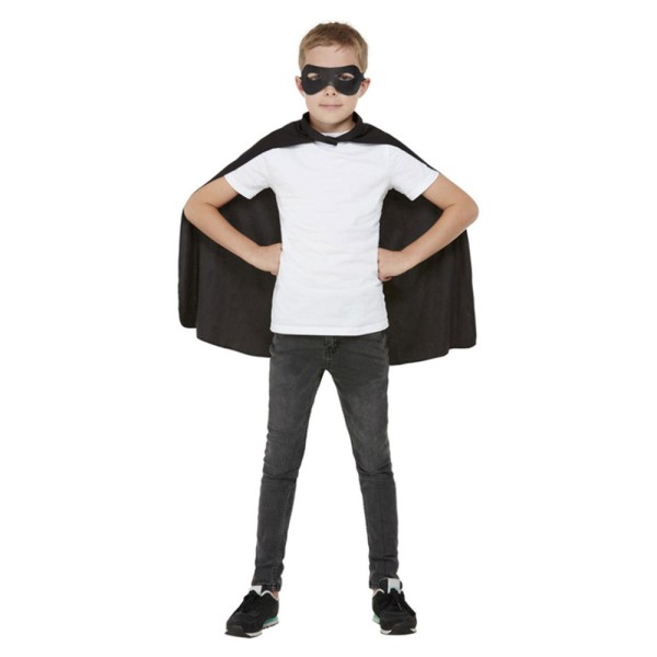 Kinder Umhang mit Augenmaske, schwarz