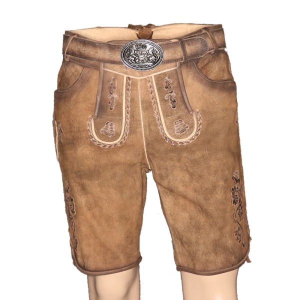 Herren Lederhose Ottfried-B Humus Antik, kurz, hellbraun