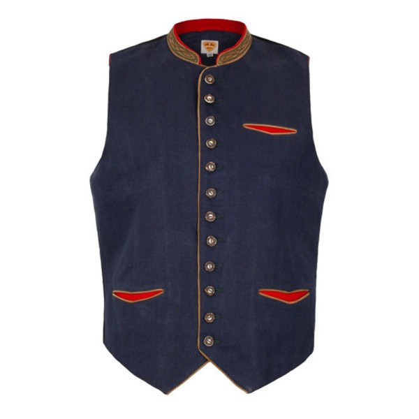 Herren Trachten Weste Bogen Indigo, Leinen