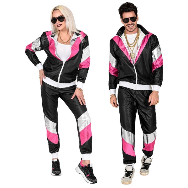 Trainings Anzug 80er Jahre Retro, schwarz