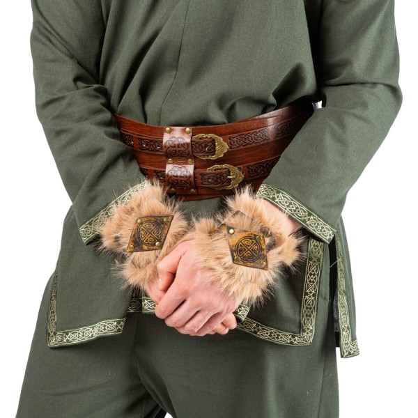 Wikinger-Handgelenkschützer mit Fell, braun